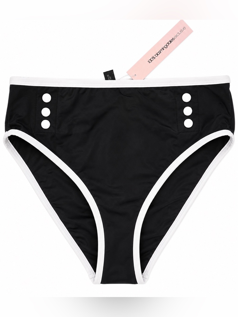 Aqua NWT Black Bikini Bottom with White Trim with Buttons NAUTICAL $58 MSRP